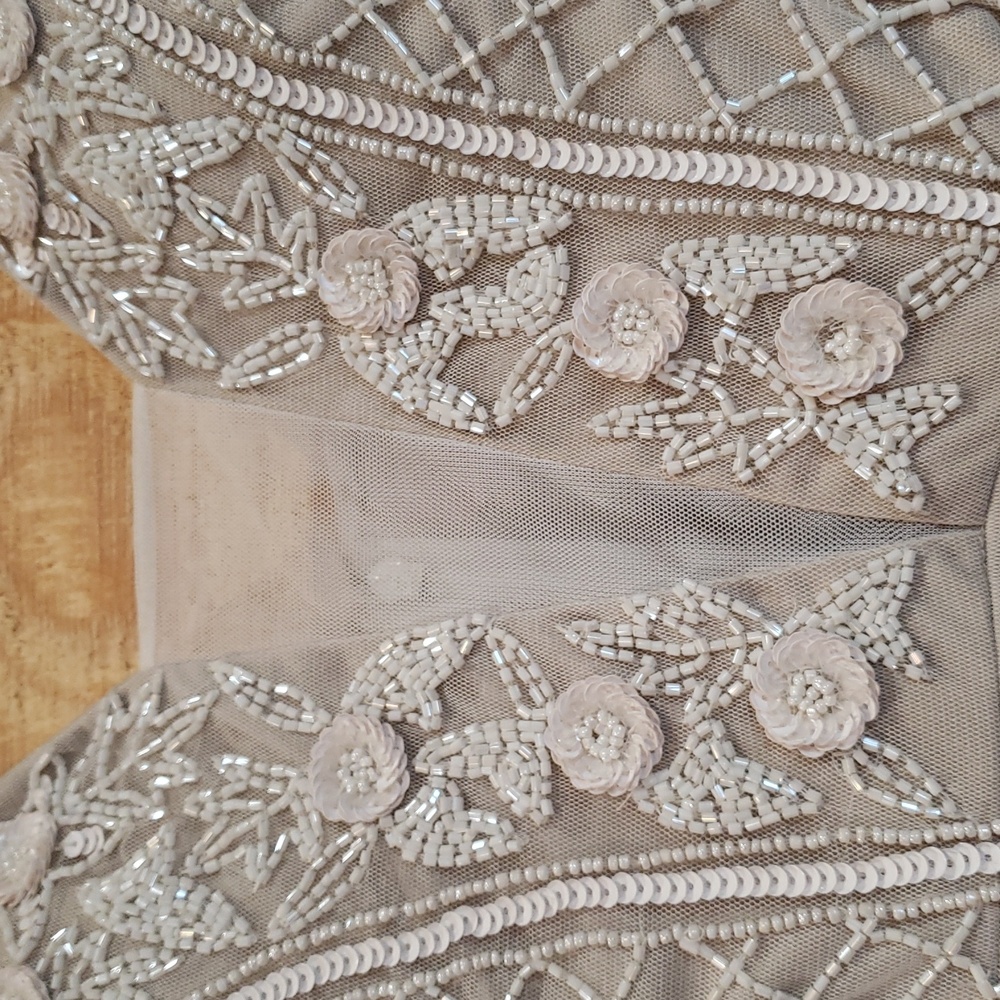Vow’d New Ivory Nude Sequin Beaded Maxi Gown Dress Size 6 - Picture 6 of 10